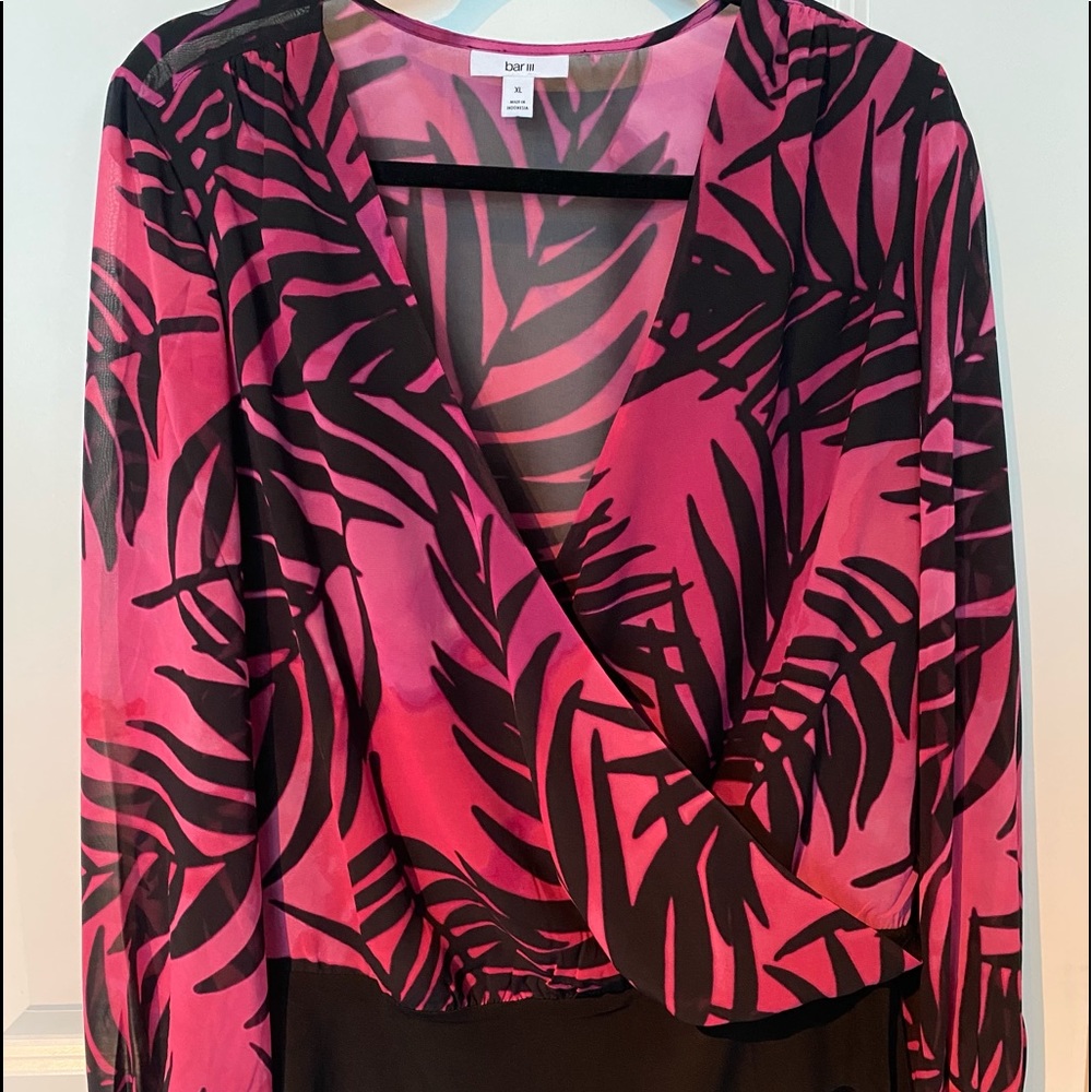 BAR III Silk Tropical Print Bodysuit